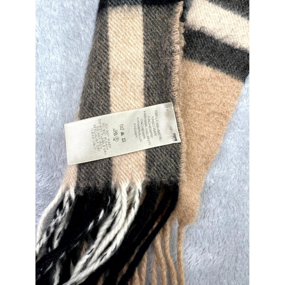 Burberry Cashmere Scarf Camel Iconic Classic Nova Check 48" x 6" Fringe Scotland - Picture 5 of 10